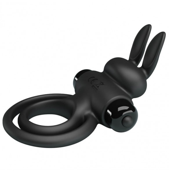 PRETTY LOVE - Male Delay Vibrating Rabbit Cock Ring (Battery - Black)